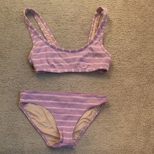 Madewell Lavender Striped Bikini Set